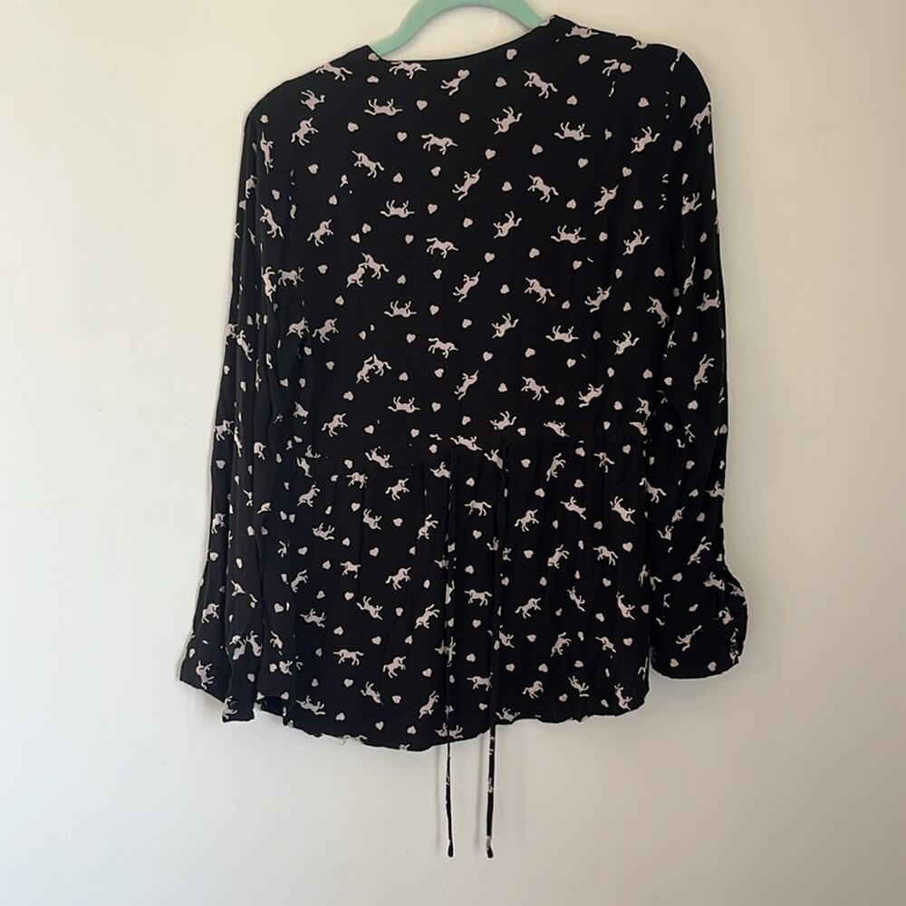 Modcloth unicorn print  button down shirt.  Size L - Picture 3 of 7